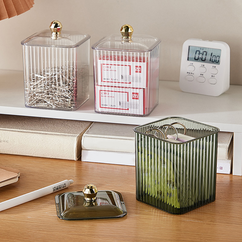 Luxury Skincare Containers - Light Luxury Clear Cotton Swabs Storage