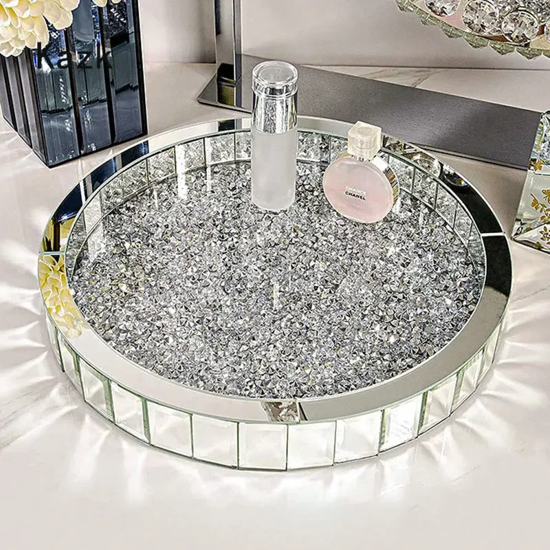 Luxury Skincare Bottles - Luxurious Diamond Inlay Glass Storage Trays