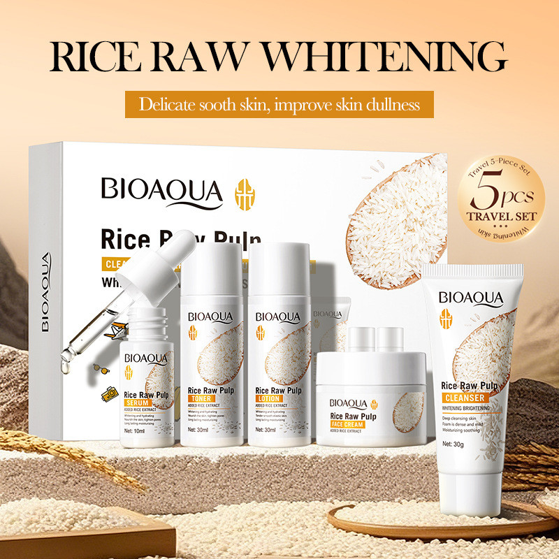 5pcs BIOAOUA Rice Raw Whitenin - Luxury Skincare Kit recension och pris