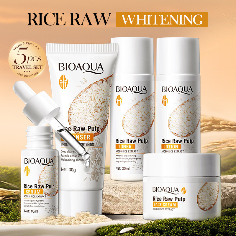 5pcs BIOAOUA Rice Raw Whitenin - Luxury Skincare Kit recension och pris