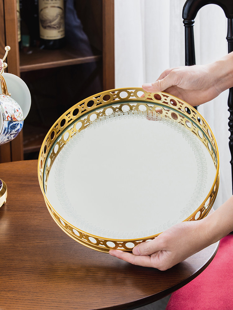 Light luxury mirror brass rota - Luxury Skincare Tray recension och pris